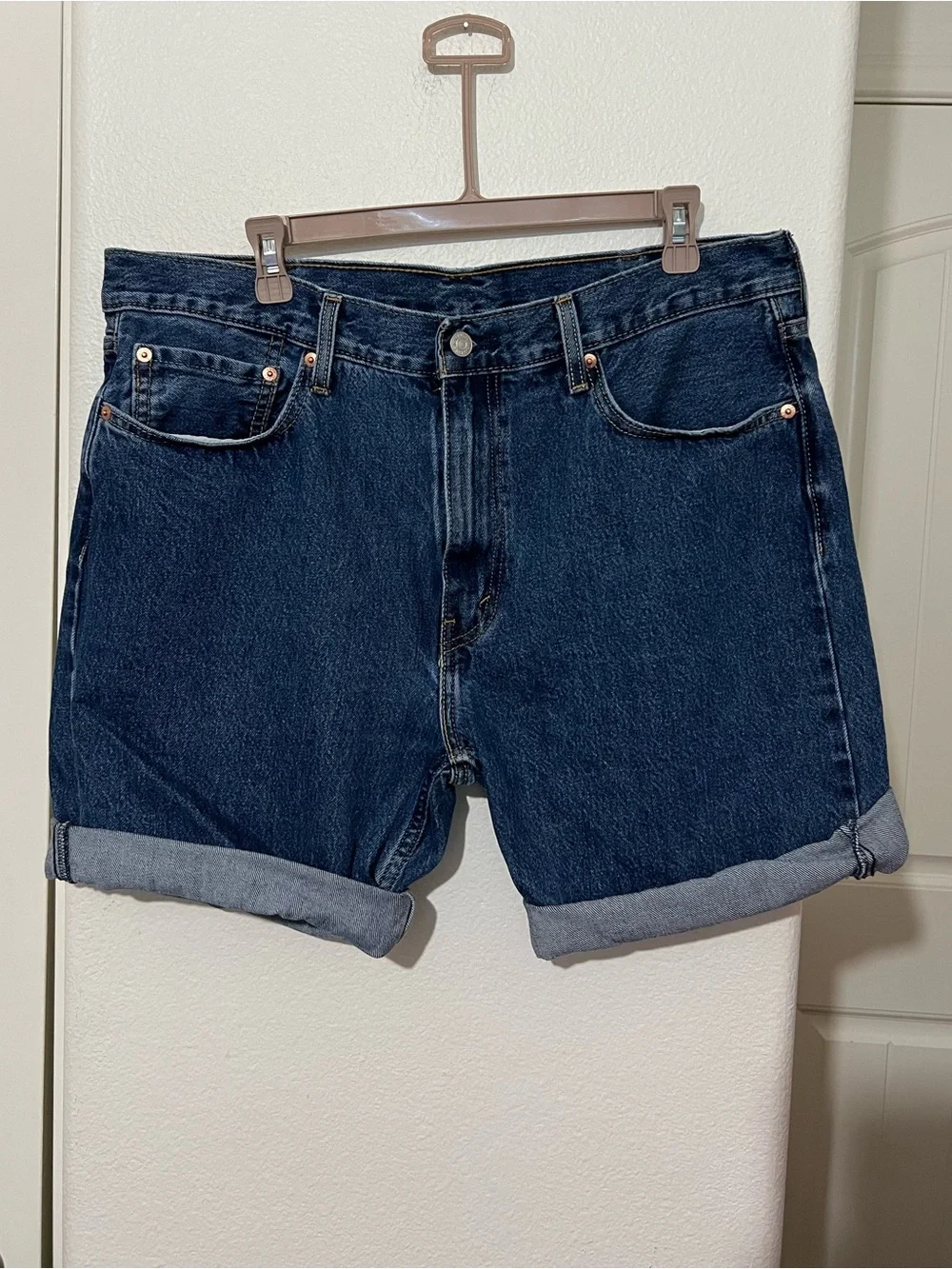 Levi's Women's 405 Rolled Hem Dark Blue Denim Shorts